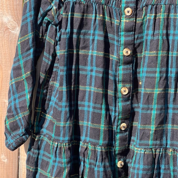 Cat & Jack Green Plaid /shimmer Gold Dress - Picture 6 of 8